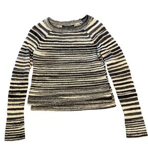 BCBGMAXAZRIA Risa Womens Sweater Size XS Ivory Striped Boat Neck Long Sleeve